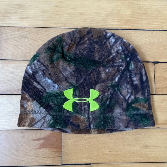 Under Armour Other - Under Armour Youth Scent Control Beanie Camo Neon Green Fleece Hunting Hat OSFA